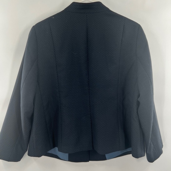 Talbots Aberdeen Wool Blend Blazer Navy Blue Jacket Lined Mini Dot Size 14WP New - Picture 4 of 8
